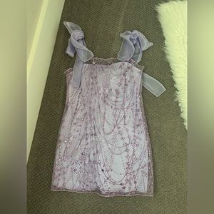 Mariama Tulle Sequin Mini Dress in Purple